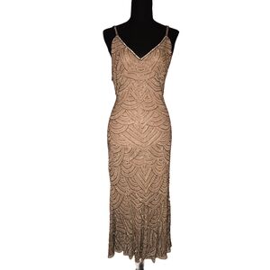 Vintage Y2k Aftershock Beaded Beige Midi Dress !!!